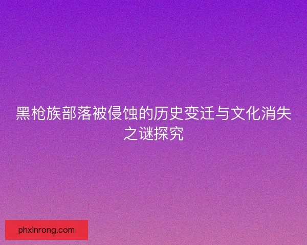 黑枪族部落被侵蚀的历史变迁与文化消失之谜探究