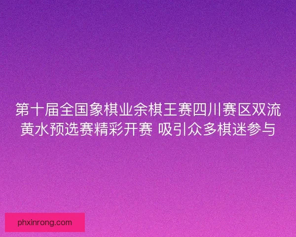 第十届全国象棋业余棋王赛四川赛区双流黄水预选赛精彩开赛 吸引众多棋迷参与