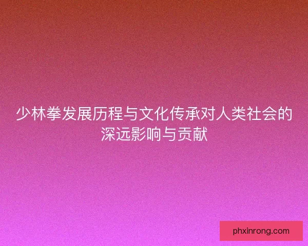 少林拳发展历程与文化传承对人类社会的深远影响与贡献